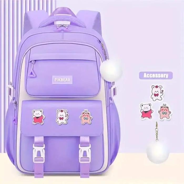Kids Backpack Children School Bags Waterproof Primary Schoolbag Book Bag (purple)
