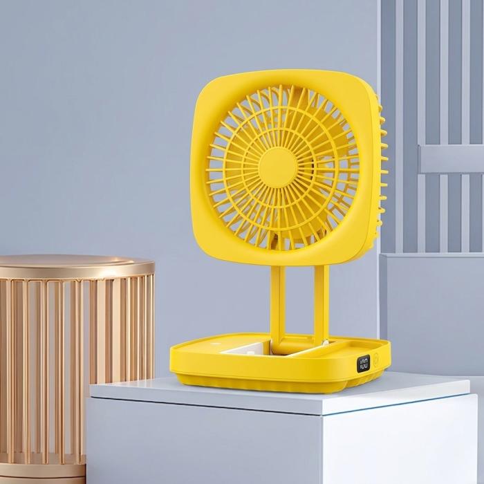 Rechargeable Soft Light Desktop Silent Foldable Electric Table Fan (JK-F666)Yellow